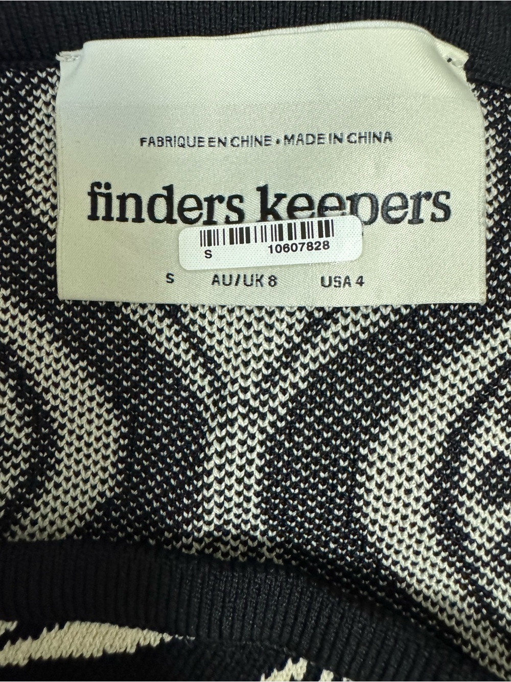 Finders Keepers Black and Cream Patterned Knit Tube Camisole - Picture 2 of 3